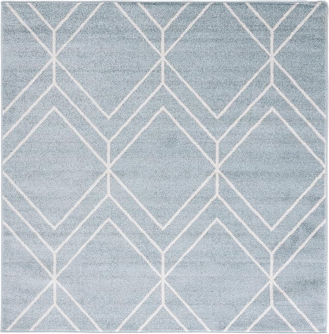 SAFAVIEH Adirondack Collection Area Rug - 6' Square, Blue & Ivory, Modern Geometric Design, Non-Shedding & Easy Care, Ideal for High Traffic Areas in Living Room, Bedroom (ADR241M)