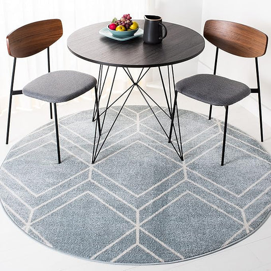 SAFAVIEH Adirondack Collection 6' Round Blue/Ivory ADR241M Modern Geometric Non-Shedding Entryway Foyer Living Room Bedroom Kitchen Area Rug