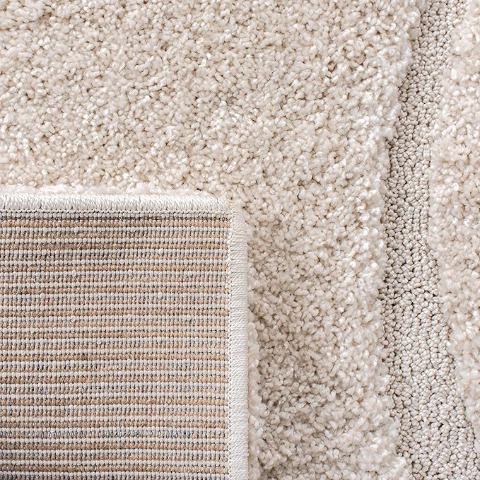 Safavieh Florida Shag Collection Area Rug - 2' x 3', Creme/Creme, Geometric Design, Plush 1.2 Inch Thick Ideal for High Traffic Areas in Living Room, Bedroom, Dining (SG471-1111)