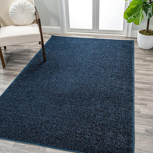 Eyely UES100C-6 Supersoft Haze Solid Low-Pile Indoor Area Rug, Coastal, Bohemian, Minimalist, Classic, Casual for Bedroom,Kitchen,Living Room,Non Shedding,Easy-Washing, Blue, 6 X 9
