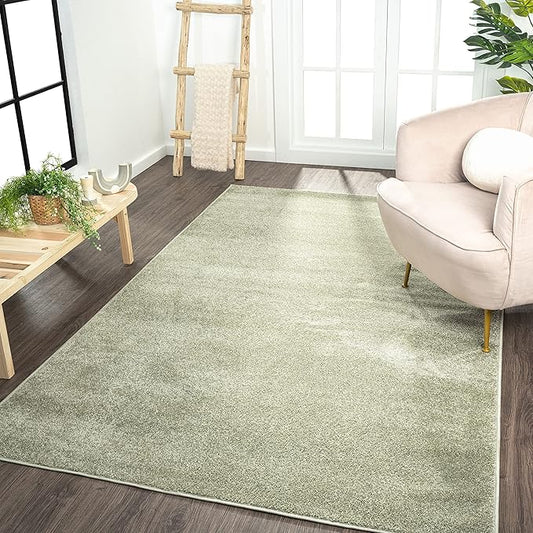 Eyely UES100O-6 Supersoft Haze Solid Low-Pile Indoor Area Rug, Coastal, Bohemian, Minimalist, Classic, Casual for Bedroom,Kitchen,Living Room,Non Shedding,Easy-Washing, Green, 6 X 9