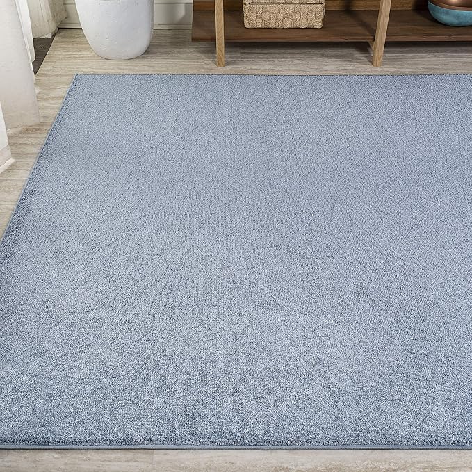 Eyely UES100F-4 Supersoft Haze Solid Low-Pile Indoor Area Rug Casual;Contemporary;Solid;Traditional, Bedroom, Kitchen, Living Room, Easy-Cleaning, Non-Shedding, 4 X 6, Classic Blue
