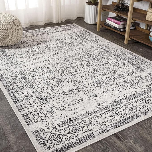 JONATHAN Y Bohemian Ferro Filigree Gray/Black Indoor Area Rug, 5x8, Vintage, Casual, Transitional, Easy-Cleaning for Living Room, Bedroom, Kitchen, Pet Friendly, Non-Shedding (BMF108C-5)