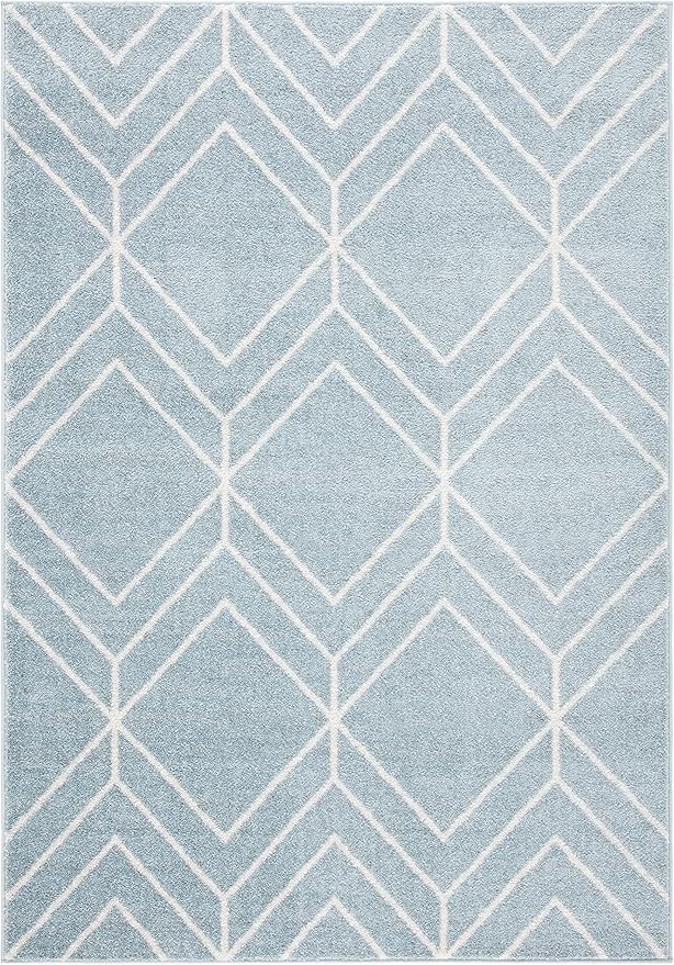 SAFAVIEH Area Rug 8x10 - Adirondack Collection - Large - Blue & Ivory, Modern Geometric Design, Non-Shedding & Easy Cleaning, Ideal for Living Room, Bedroom, Office, Dining Space (ADR241M)