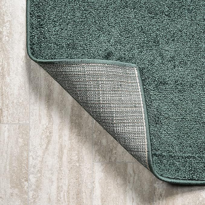 Eyely UES100L-8R Supersoft Haze Solid Low-Pile Indoor Area Rug, Coastal, Bohemian, Minimalist, Classic, Casual for Bedroom,Kitchen,Living Room,Non Shedding,Easy-Washing, Green, 8' Round