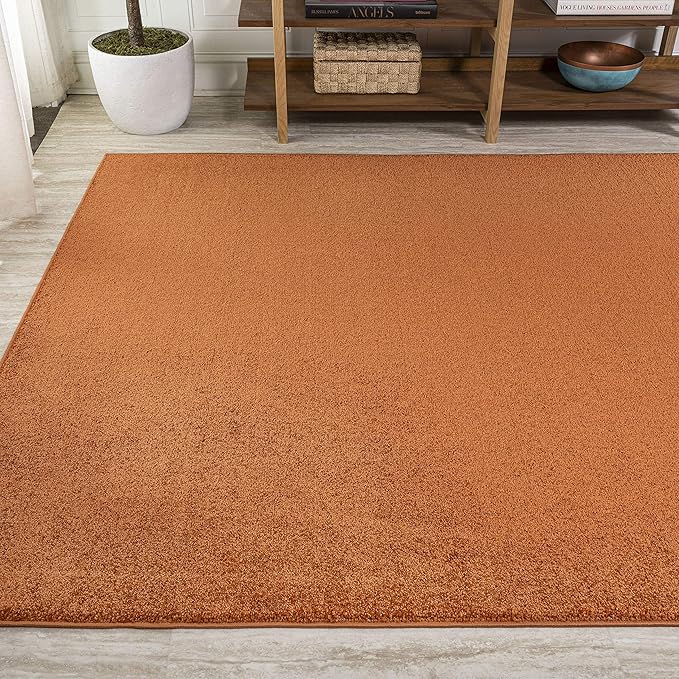 Eyely UES100M-4 Supersoft Haze Solid Low-Pile Indoor Area Rug Casual;Contemporary;Solid;Traditional, Bedroom, Kitchen, Living Room, Easy-Cleaning, Non-Shedding, 4 X 6, Orange