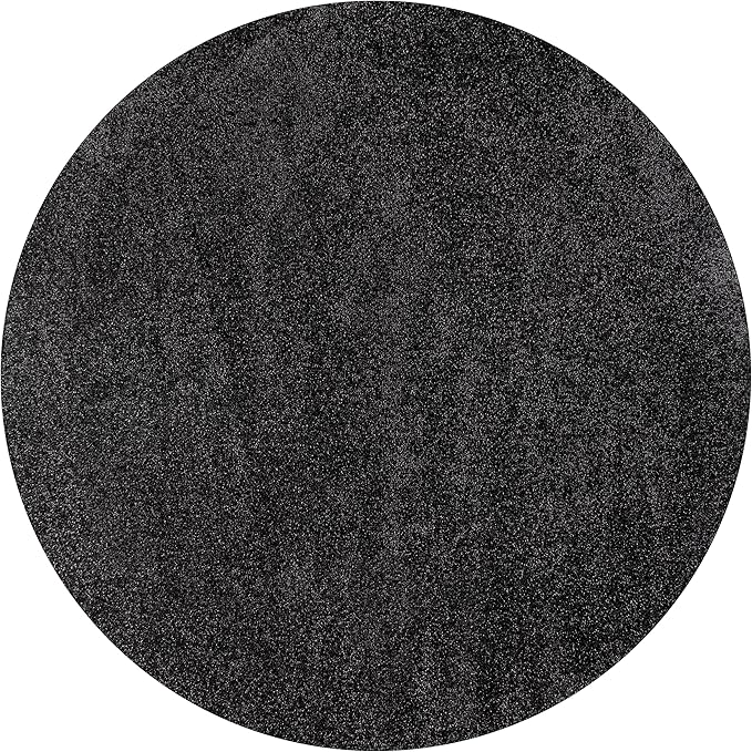 Eyely UES100I-6R Supersoft Haze Solid Low-Pile Indoor Area Rug, Coastal, Bohemian, Minimalist, Classic, Casual for Bedroom,Kitchen,Living Room,Non Shedding,Easy-Washing, Black, 6' Round