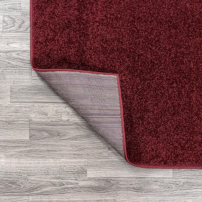 Eyely UES100Q-6SQ Supersoft Haze Solid Low-Pile Indoor Area Rug, Coastal, Bohemian, Minimalist, Classic, Casual for Bedroom,Kitchen,Living Room,Non Shedding,Easy-Washing, Red, 6' Square