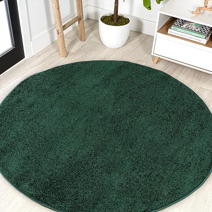 Eyely UES100L-4R Supersoft Haze Solid Low-Pile Indoor Area Rug, Coastal, Bohemian, Minimalist, Classic, Casual for Bedroom,Kitchen,Living Room,Non Shedding,Easy-Washing, Green, 4' Round