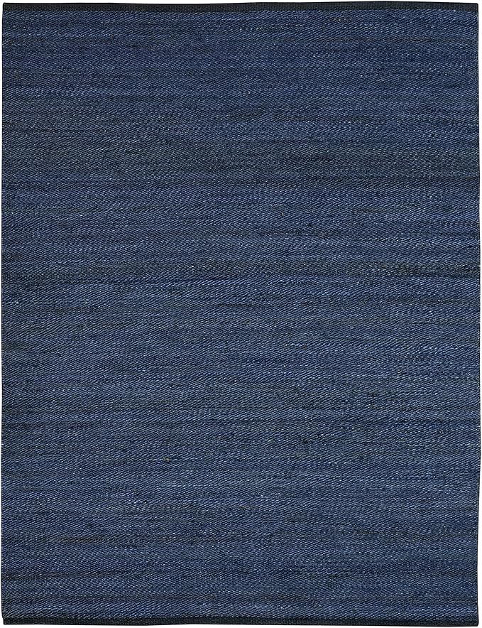 Antep Rugs Natural 9x13 Indoor Hand Woven Fiber Jute Area Rug (Navy Blue, 9' x 13')