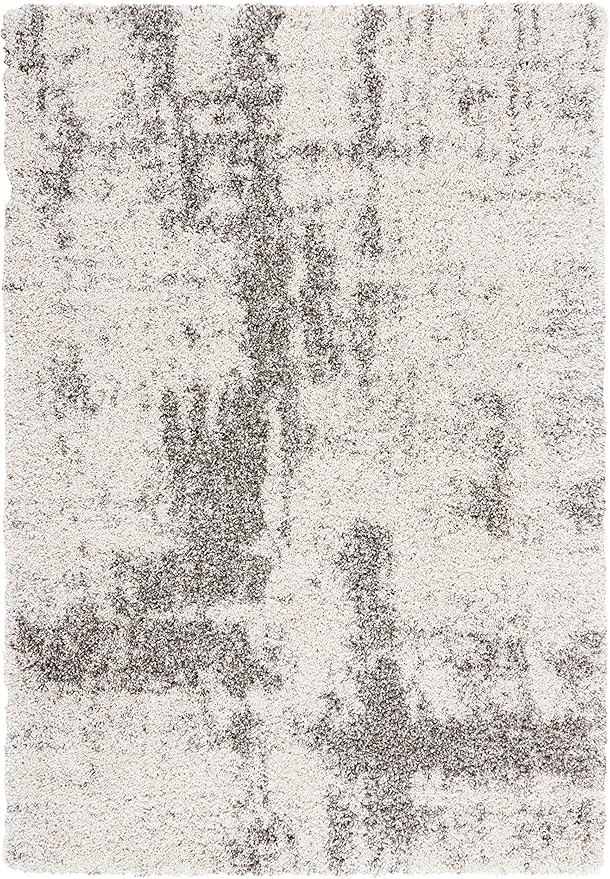 SAFAVIEH Area Rug 8x10 - Hudson Shag Collection - Large - Ivory & Grey, Non-Shedding & Easy Cleaning, Ultra Plush Thick Pile, Ideal for Living Room, Bedroom, Dining Space (SGH205A)