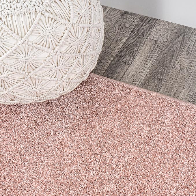 Eyely UES100P-5SQ Supersoft Haze Solid Low-Pile Indoor Area Rug Casual;Contemporary;Solid;Traditional, Bedroom, Kitchen, Living Room, Easy-Cleaning, Non-Shedding, 5' Square, Pink