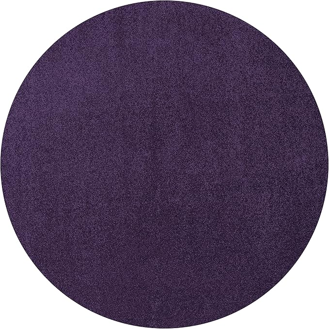 Eyely UES100N-5R Supersoft Haze Solid Low-Pile Indoor Area Rug Casual;Contemporary;Solid;Traditional, Bedroom, Kitchen, Living Room, Easy-Cleaning, Non-Shedding, 5' Round, Purple