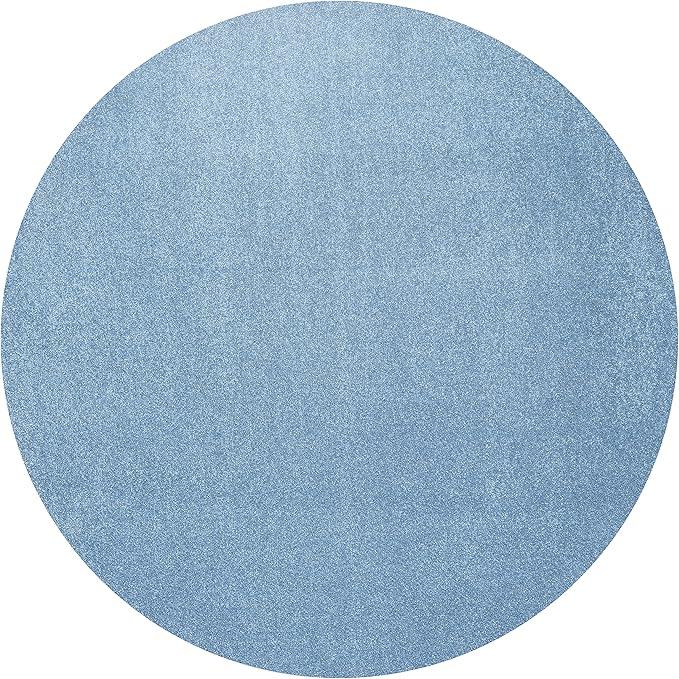 Eyely UES100F-5R Supersoft Haze Solid Low-Pile Indoor Area Rug Casual;Contemporary;Solid;Traditional, Bedroom, Kitchen, Living Room, Easy-Cleaning, Non-Shedding, 5' Round, Classic Blue