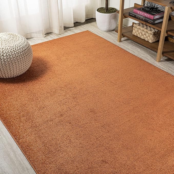 Eyely UES100M-4 Supersoft Haze Solid Low-Pile Indoor Area Rug Casual;Contemporary;Solid;Traditional, Bedroom, Kitchen, Living Room, Easy-Cleaning, Non-Shedding, 4 X 6, Orange