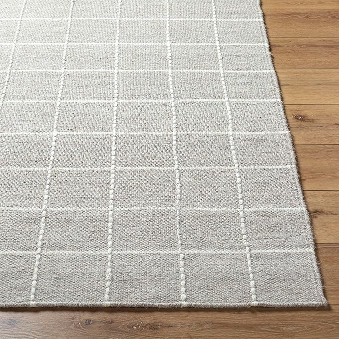 Mark&Day Wool Rugs, 4x6 Ishaq Cottage Sterling Grey Area Rug, Grey Ash Silver Carpet for Living Room, Bedroom or Kitchen (3'6" x 5'6")