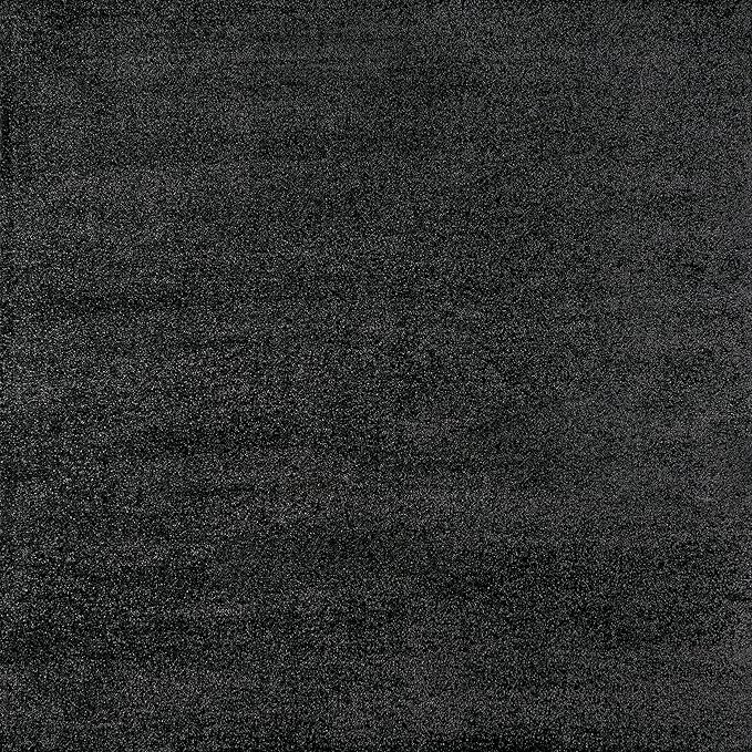 Eyely UES100I-7SQ Supersoft Haze Solid Low-Pile Indoor Area Rug, Coastal, Bohemian, Minimalist, Classic, Casual for Bedroom,Kitchen,Living Room,Non Shedding,Easy-Washing, Black, 7' Square