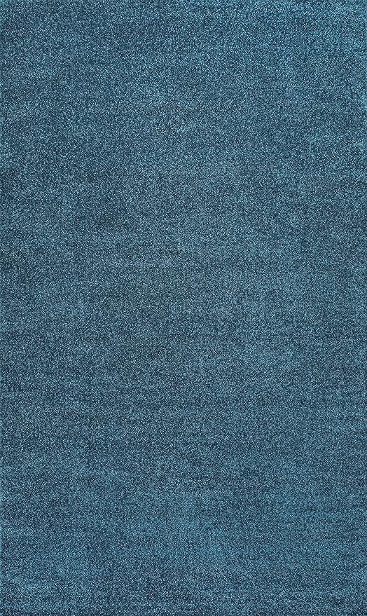Eyely UES100H-14 Supersoft Haze Solid Low-Pile Indoor Area Rug, Coastal, Bohemian, Minimalist, Classic, Casual for Bedroom,Kitchen,Living Room,Non Shedding,Easy-Washing, Blue, 10 X 14