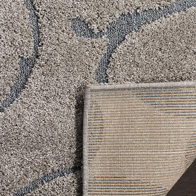 SAFAVIEH Area Rug 8x10 - Florida Shag Collection - Large - Grey & Light Blue, Scroll Design, Non-Shedding & Easy Cleaning, Plush Thick Pile, Ideal for Living Room, Bedroom, Dining Space (SG455-1160)