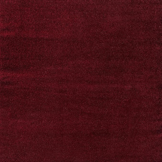 Eyely UES100Q-6SQ Supersoft Haze Solid Low-Pile Indoor Area Rug, Coastal, Bohemian, Minimalist, Classic, Casual for Bedroom,Kitchen,Living Room,Non Shedding,Easy-Washing, Red, 6' Square