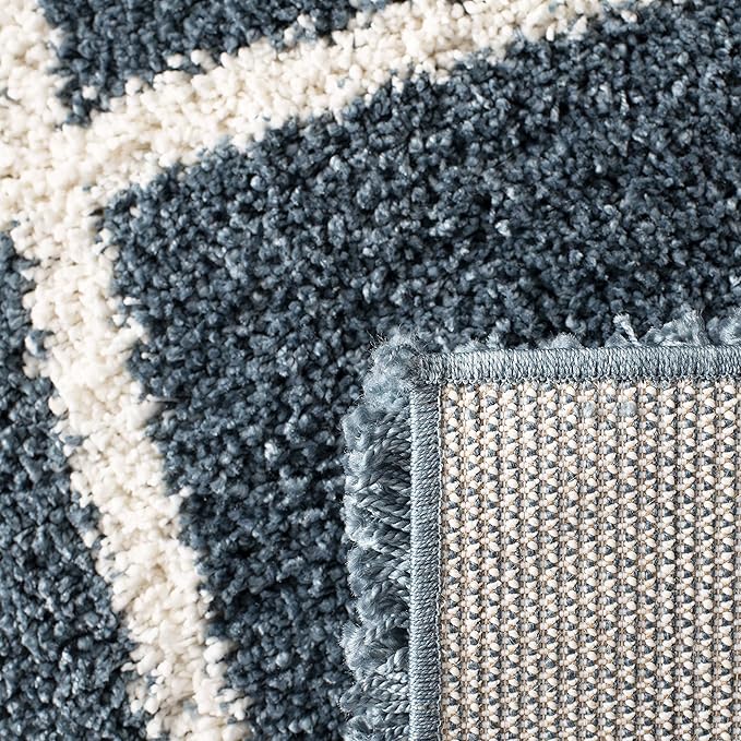 SAFAVIEH Hudson Shag Collection Area Rug - 8' x 10', Slate Blue & Ivory, Modern Trellis Design, Non-Shedding & Easy Care, 2-inch Thick Ideal for High Traffic Areas in Living Room, Bedroom (SGH281L)