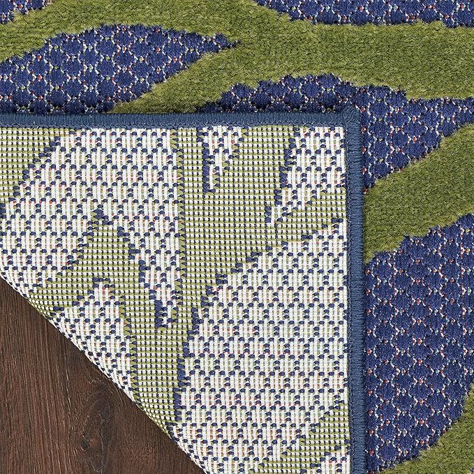 Nourison Home Aloha Indoor/Outdoor Modern Navy Multicolor 2'3" x 8' Area Rug, Easy Cleaning, Non Shedding, Bed Room, Living Room, Dining Room, Backyard, Deck, Patio (2x8)