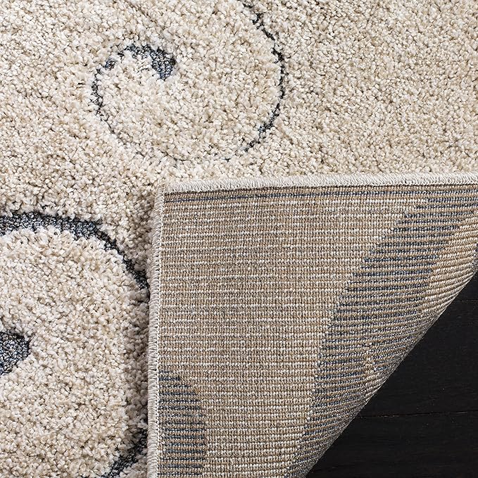 SAFAVIEH Area Rug 8x10 - Florida Shag Collection - Large - Beige & Blue Grey, Scroll Design, Non-Shedding & Easy Cleaning, Plush Thick Pile, Ideal for Living Room, Bedroom, Dining Space (SG455-1155)