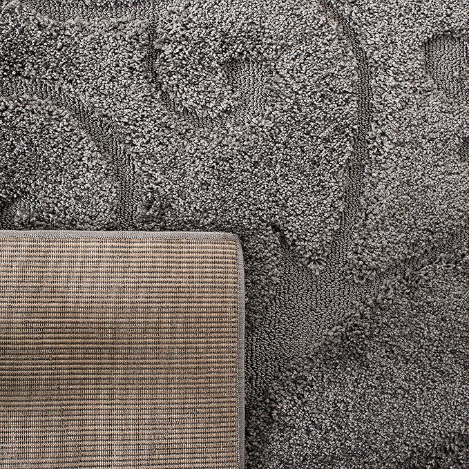 SAFAVIEH Area Rug 8x10 - Florida Shag Collection - Large - Grey, Scroll Design, Non-Shedding & Easy Cleaning, Plush Thick Pile, Ideal for Living Room, Bedroom, Dining Space (SG455013)