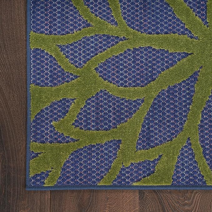Nourison Home Aloha Indoor/Outdoor Modern Navy Multicolor 2'3" x 8' Area Rug, Easy Cleaning, Non Shedding, Bed Room, Living Room, Dining Room, Backyard, Deck, Patio (2x8)