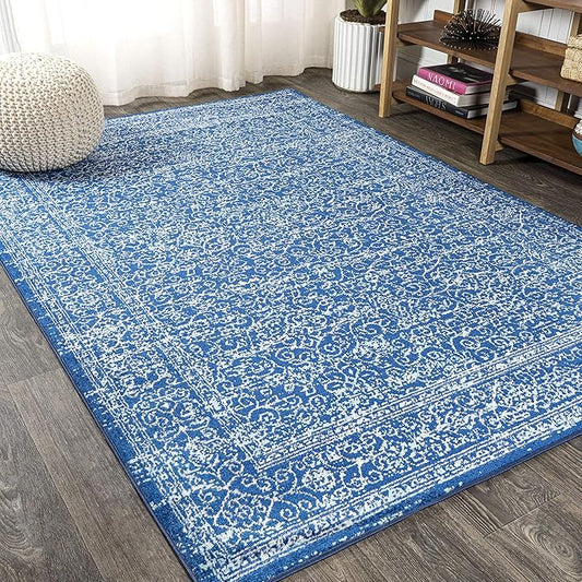 JONATHAN Y Bohemian Ferro Filigree Blue Indoor Area Rug, 3x5, Vintage, Casual, Transitional, Easy-Cleaning for Living Room, Bedroom, Kitchen, Pet Friendly, Non-Shedding (BMF108B-3)