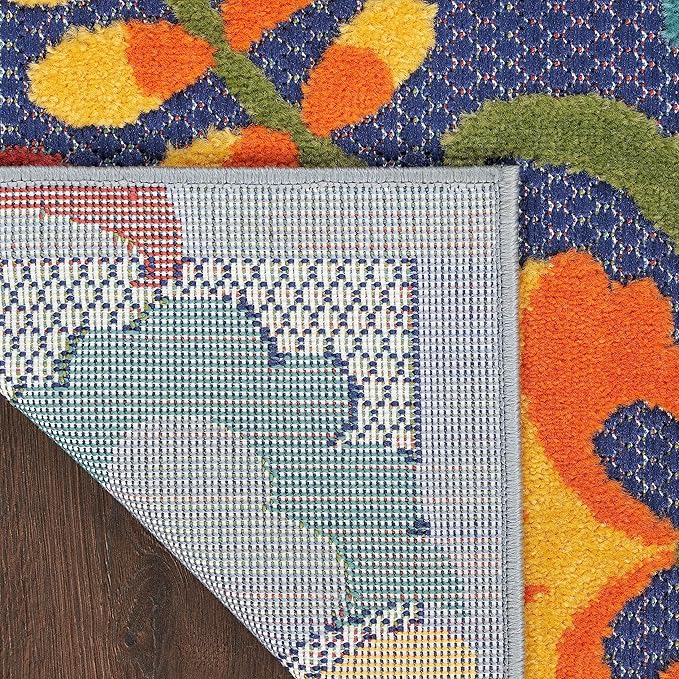 Nourison Home Aloha Indoor/Outdoor Modern Navy Multicolor 5'3" x 7'5" Area Rug, Easy Cleaning, Non Shedding, Bed Room, Living Room, Dining Room, Backyard, Deck, Patio (5x7)